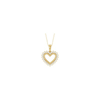 White Diamond Halo Heart Outline Necklace