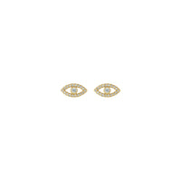 White Sapphire Evil Eye Stud Earrings (14K) front - Popular Jewelry - New York