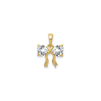 White Topaz Bow Pendant (14K) front - Popular Jewelry - New York