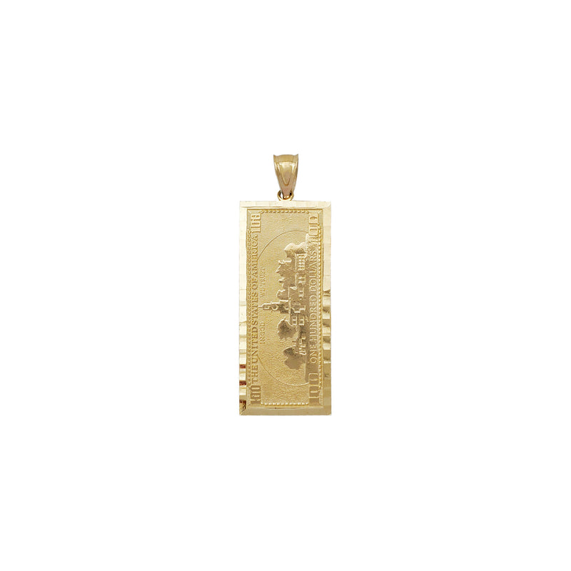 $100 One Hundred Dollar Bill Pendant (14K) back  vertical - Popular Jewelry - New York