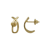 Criss Cross Hoop Stud Earrings (14K)