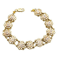 Tri-Color 15 Quinceanera CZ Bracelet (14K)。