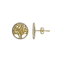 Two-Tone Diamond-Cut Tree Of Life Stud Earrings (14K)