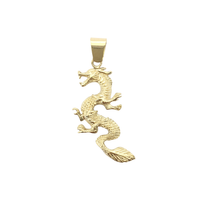 Textured Eastern Dragon Pendant (14K)