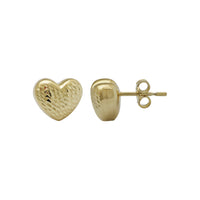 Two-Texture Thick-Edge Heart Stud Earrings (14K)