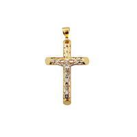 Patterned Tube Crucifix Pendant 14K
