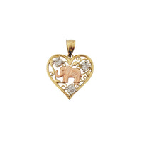 Two-Tone Elephant Heart CZ Pendant (14K)