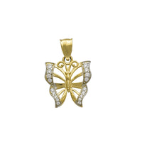Zirconia Outlined Milgrain Butterfly Pendant (14K)