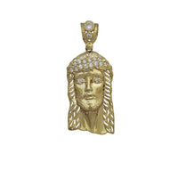 Zirconia Open-Back Jesus Head Cut-Out Pendant (14K)
