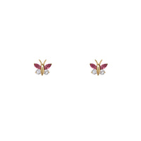 Zirconia Butterfly Stud Earrings (14K)