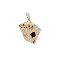 Zirconia Red Enamel Poker Cards Pendant (14K)