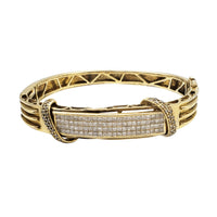 Diamond Ribbed Bar Men's Bangle Bracelet (14K).