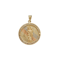 Tricolor Zirconia Regal Round Saint Jude Round Pendant (14K)