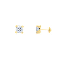 Zirconia Solid Prong Solitaire Stud Earrings (14K)