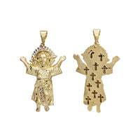 Two-Tone Divine Child Cross Texture Pendant (14K)