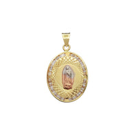Zirconia Tricolor Halo Virgin Mary Pendant (18K)