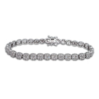 Zirconia Round & Baguettes Bracelet (Silver)