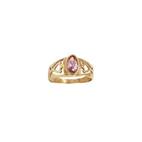 Pink Cubic Zirconia Oval Bezel Baby Ring (14K)