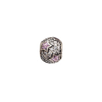 Pink Zirconia Star Bracelet Slider Charm (Silver)