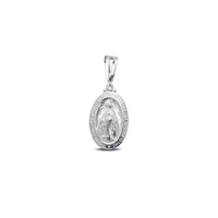 Textured Oval Miraculous Virgin Mary Pendant (Silver)