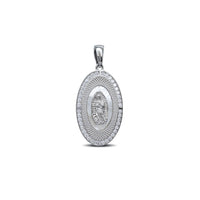 Zirconia Oval Channel-Set Virgin Mary Pendant (Silver)