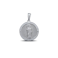 Zirconia Textured Halo Saint Jude Pendant (Silver)