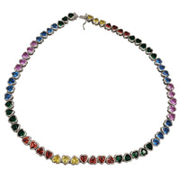 Zirconia Heart Colorful Chain (Silver)