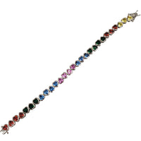 Multicolor Cubic Zirconia Heart Bracelet