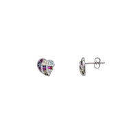 Zirconia Multi-Color Heart Stud Earrings (Silver)