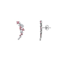 Zirconia Graduated Stud Earrings (Silver)
