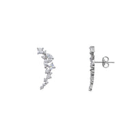 Zirconia Graduated Stud Earrings (Silver)