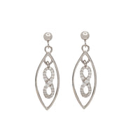 Zirconia Oval Infinity Hangings Earrings (Silver )