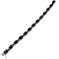 Oval Black Onyx Tennis Bracelet (Silver)