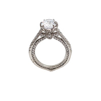 Zirconia Milgrain Filigree Engagement Ring (Silver)