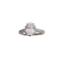 Zirconia Milgrain Filigree Engagement Ring (Silver)