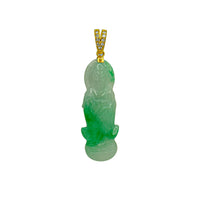 Diamond Green Jade Guanyin Pendant (14K)