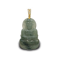Diamond Guanyin Jade Pendant (14K)