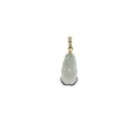 Diamond Elongated Laughing Buddha Jade Pendant (14K)