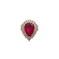 Red Zirconia Teardrop Ring (14K)