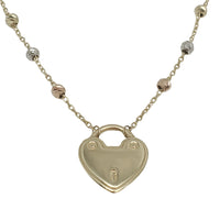 Tricolor Heart Lock Bracelet (14K)