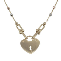 Tricolor Heart Lock Fancy Bracelet (14K)