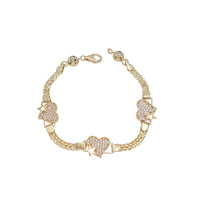 Cubic zirconia Heart Bracelet (14K).