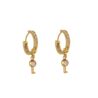 Key Huggie Earrings (14K)