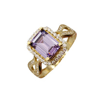 Purple Emerald Diamond Lady Ring 18K