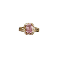 Zirconia Pink Emerald Cut Lady Ring (18K)