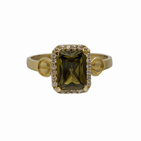 Green Emerald Cubic Zirconia Lady Ring 18K