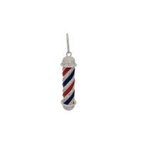 Zirconia Enamel Barber Pole Pendant (Silver)