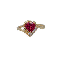 Red Heart Bypass Engagement Ring 14K