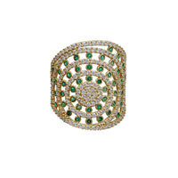 Iced-Out White-Green CZ Fashion Ring (14K)