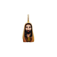 Diamond Enamel Jesus Head Pendant (14K)